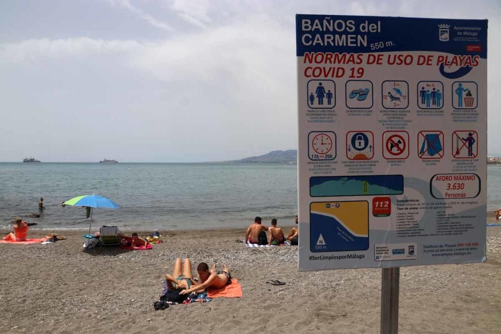 Control de aforo en las playas de Málaga en la nueva normalidad