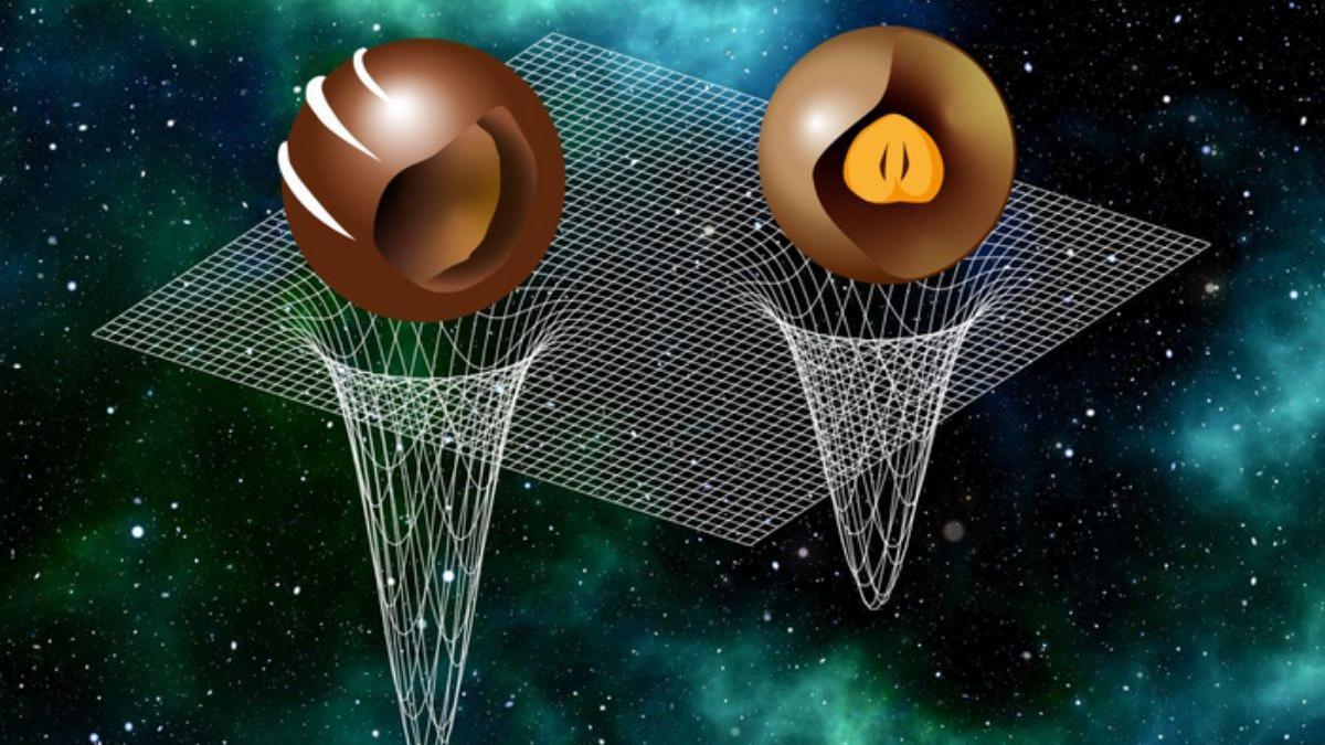 Según los científicos, las estrellas de neutrones pesadas tienen un manto rígido y un núcleo blando, mientras que las estrellas de neutrones ligeras tienen un manto blando y un núcleo rígido, al igual que los bombones de chocolate.