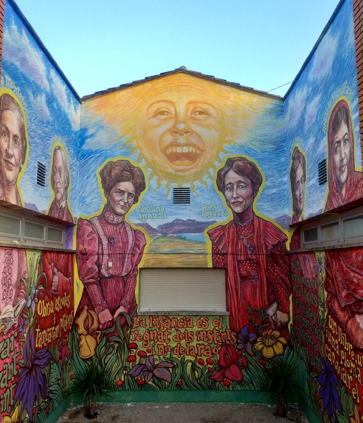 El mural ya finalizado en el CEIP Doctor Borràs de Alfarrasí.