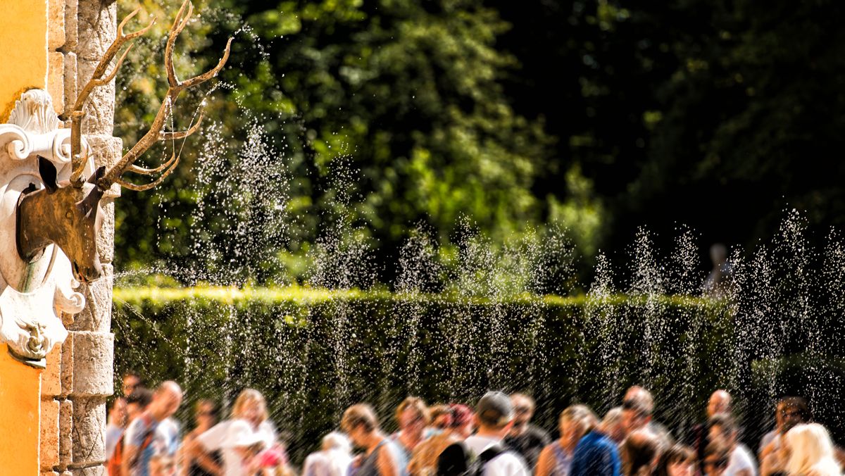 Juegos de aguas en los jardines del Palacio de Hellbrunn