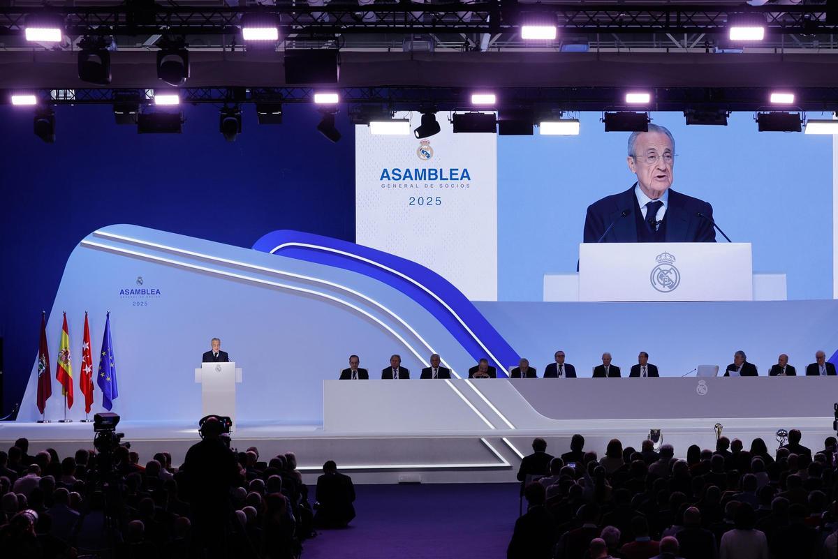 Florentino Perez, en su intervención en la asamblea de socios