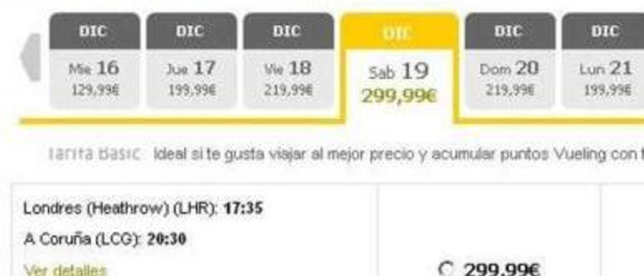 El precio del vuelo Londres-A Coruña con Vueling