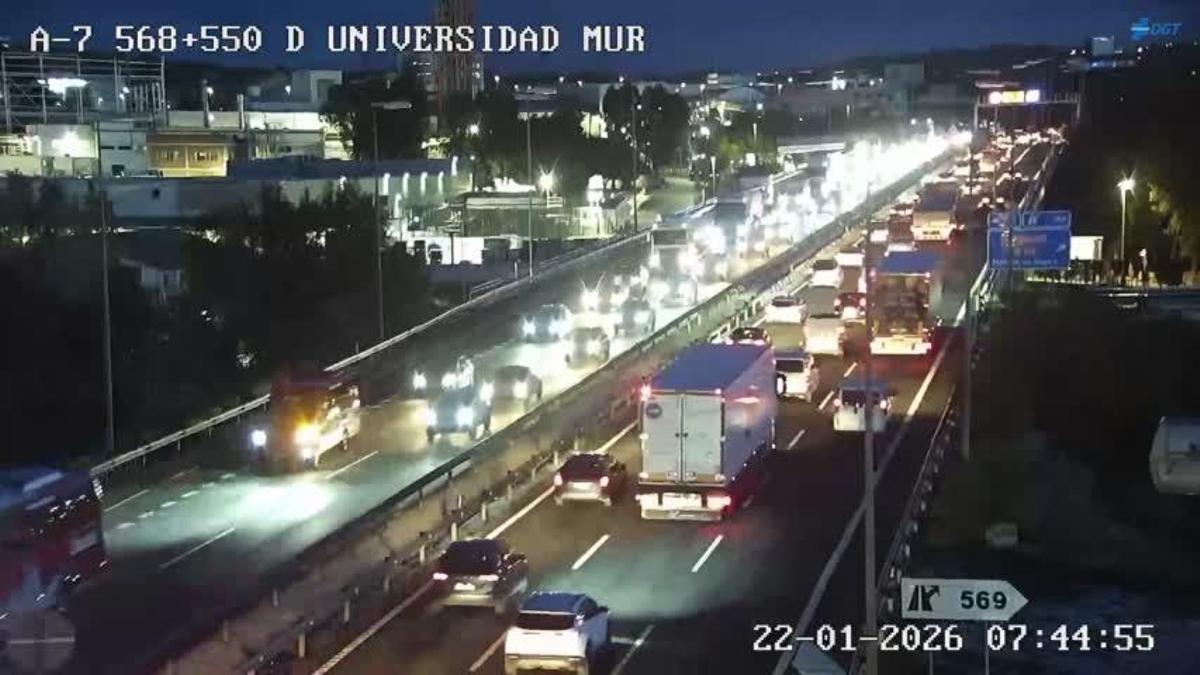 Tráfico en la A-30 a primera hora de la mañana en Murcia