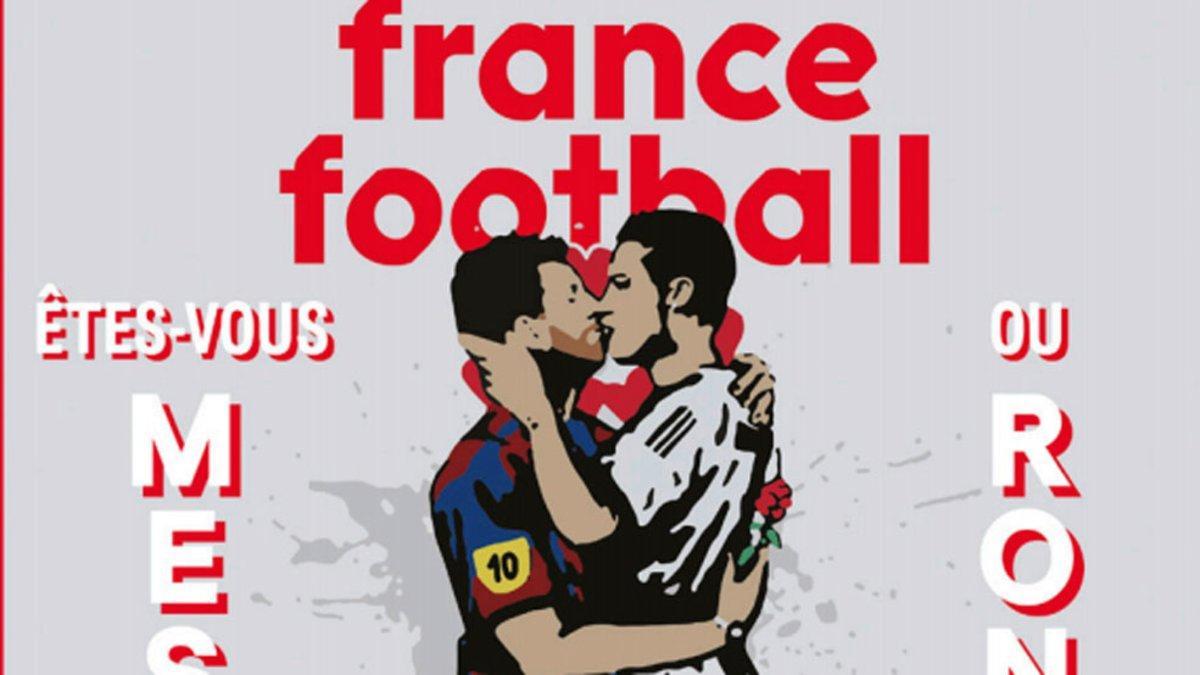 El beso de Messi y Cristiano en la portada de 'France Football'