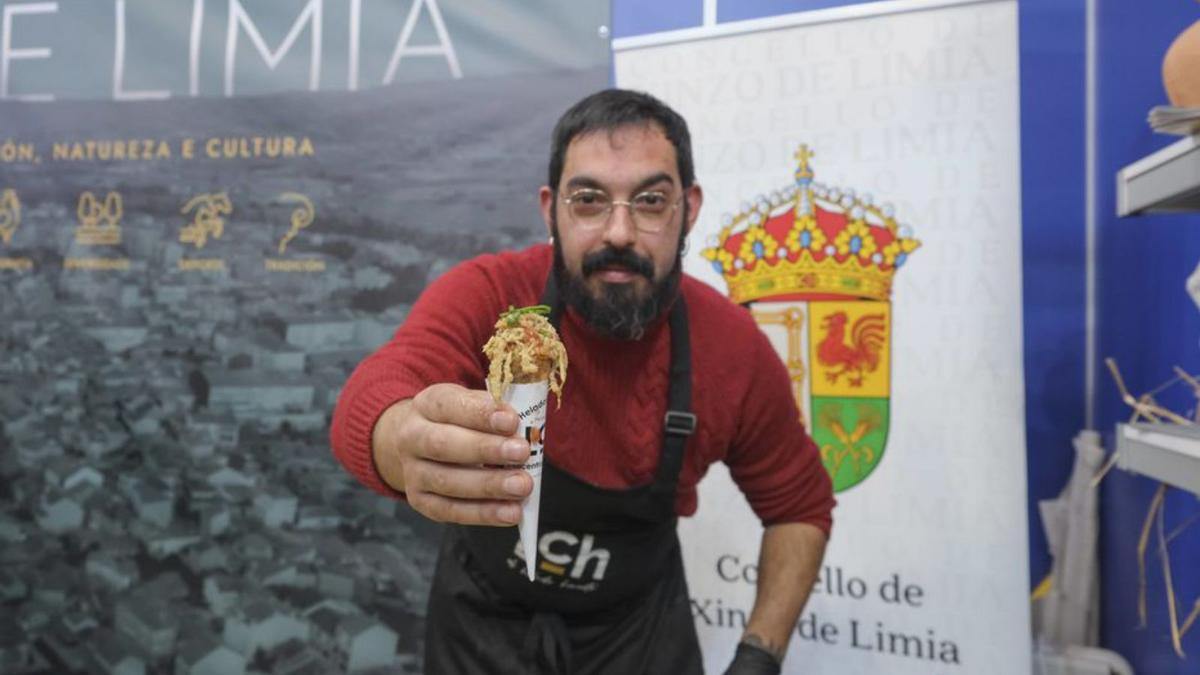 El "xeado quente", con cerdo y cono de patata, de Xinzo de Limia