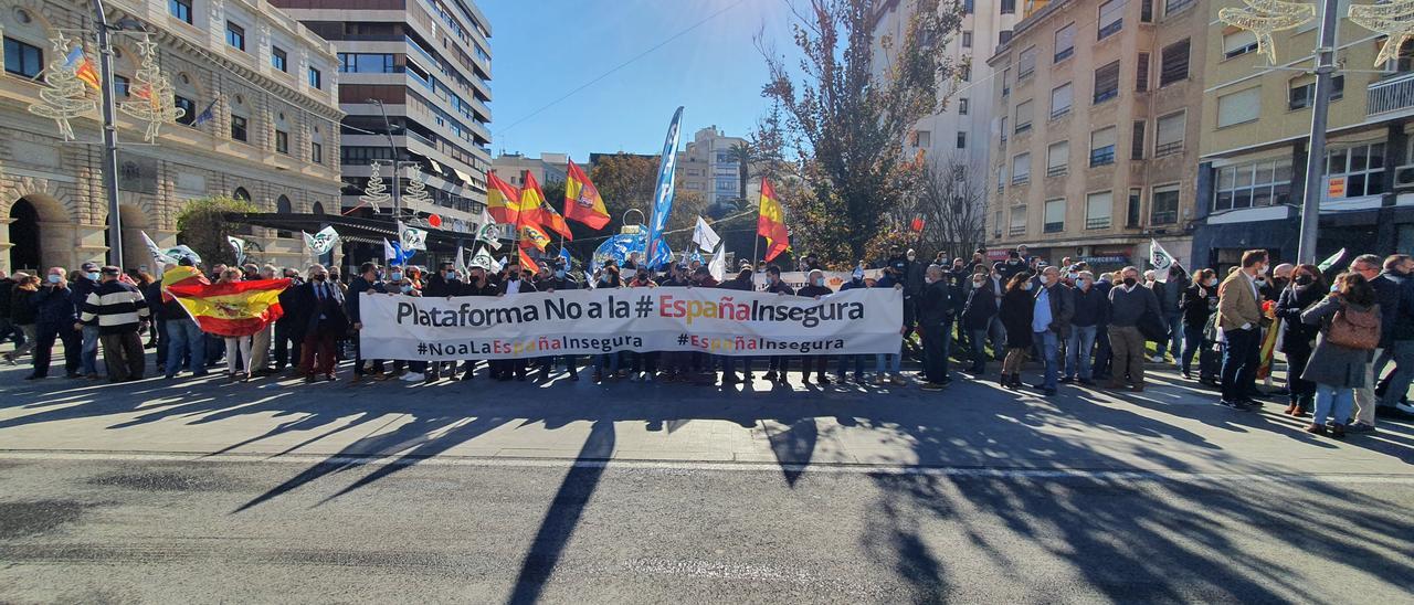 Imagen de la protesta en Alicante contra la reforma de la Ley de Seguridad Ciudadana.