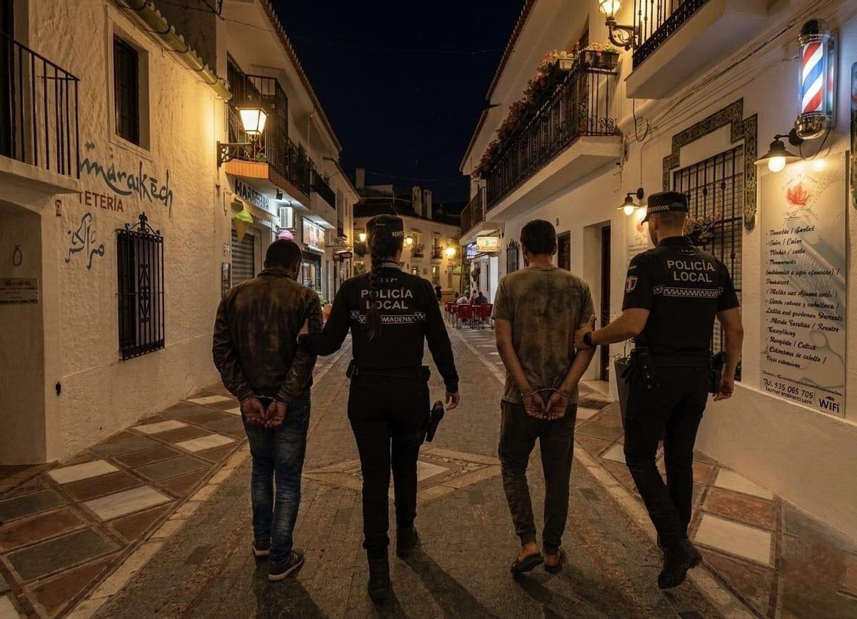 Montaje fotográfico de la detención realizado por la Policía Local.