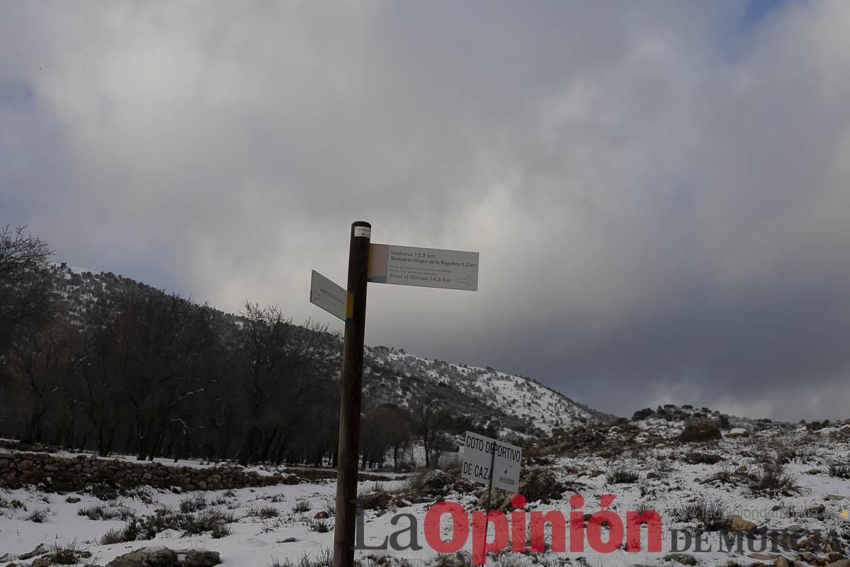 La borrasca Herminia tiñe de blanco la cima de la Región de Murcia