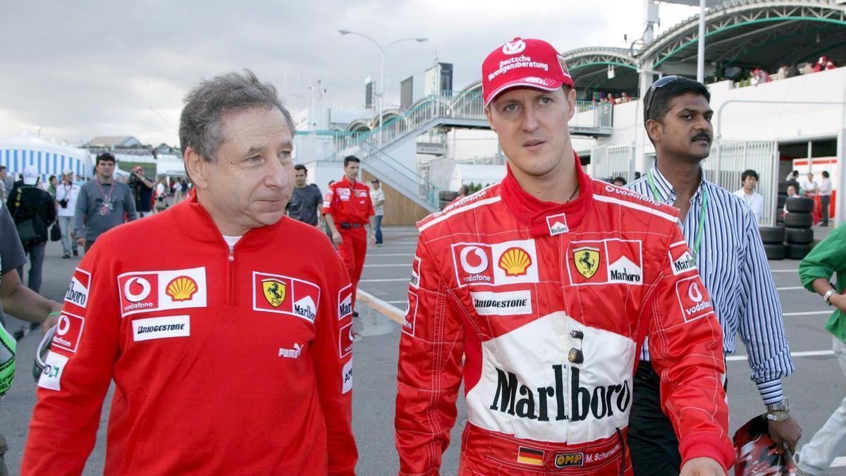 Jean Todt, junto a Michael Schumacher, durante su exitosa etapa juntos en Ferrari.