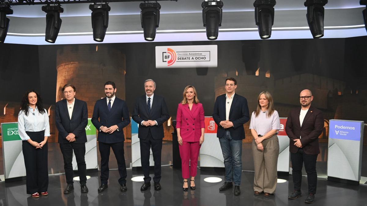 EN IMÁGENES | Debate de los ocho candidatos al 8F en Aragón TV