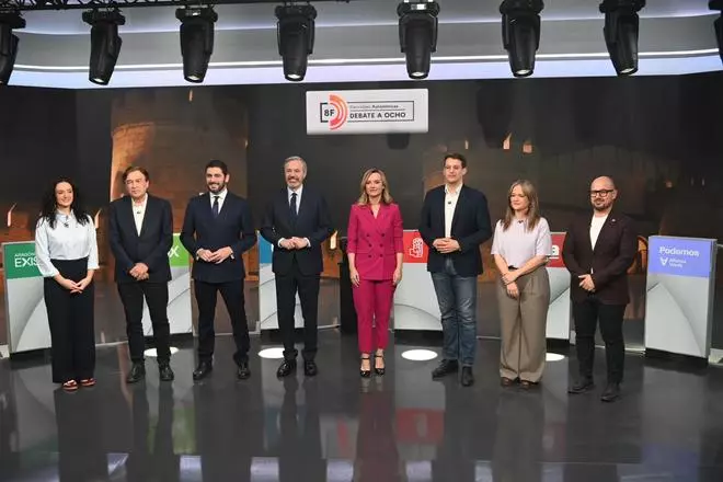 EN IMÁGENES | Debate de los ocho candidatos al 8F en Aragón TV