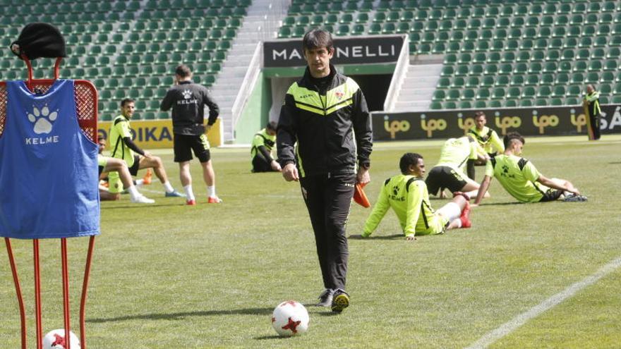 Pacheta, durante el entrenamiento de esta mañana