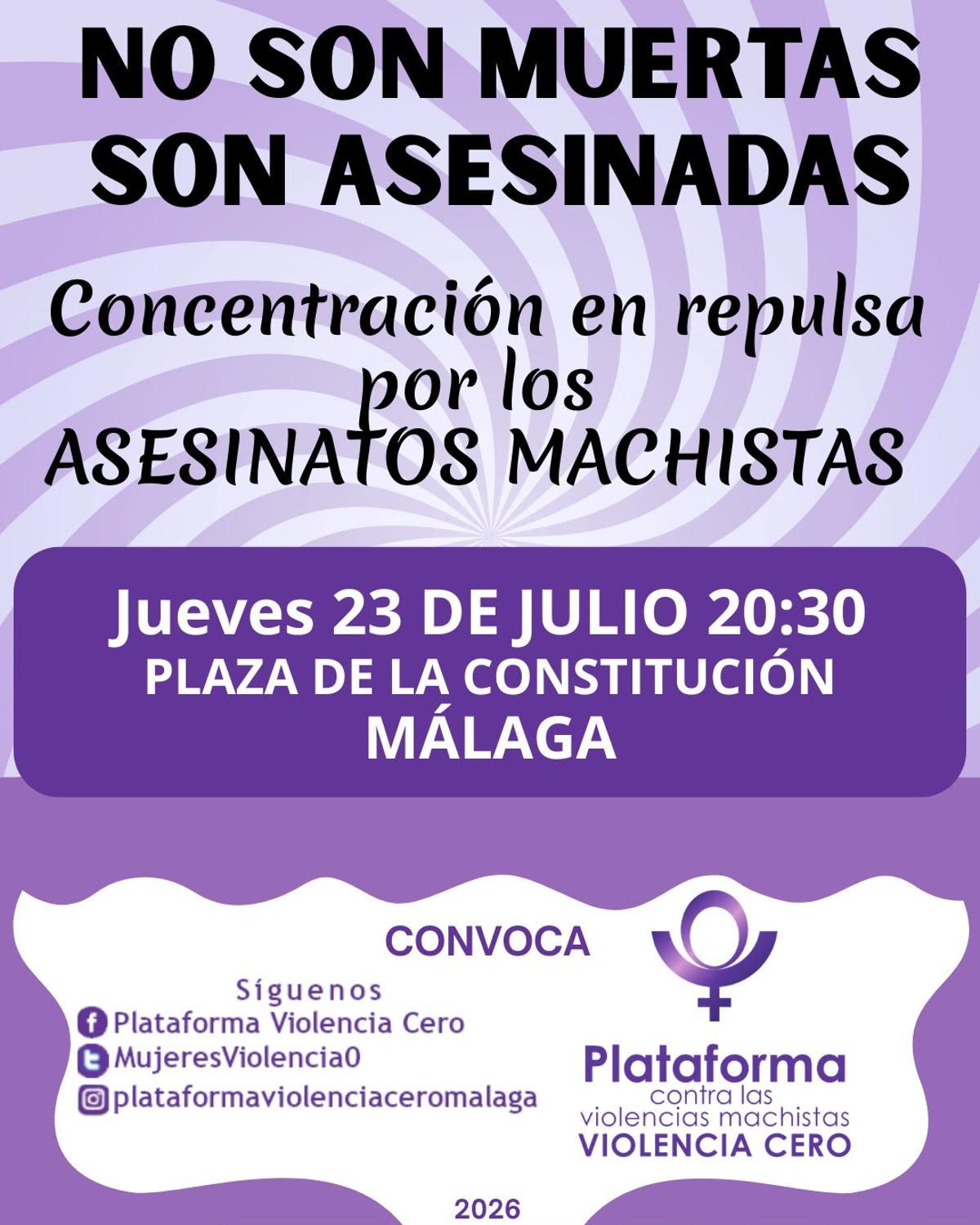 La concentración está convocada por la Plataforma Violencia Cero.
