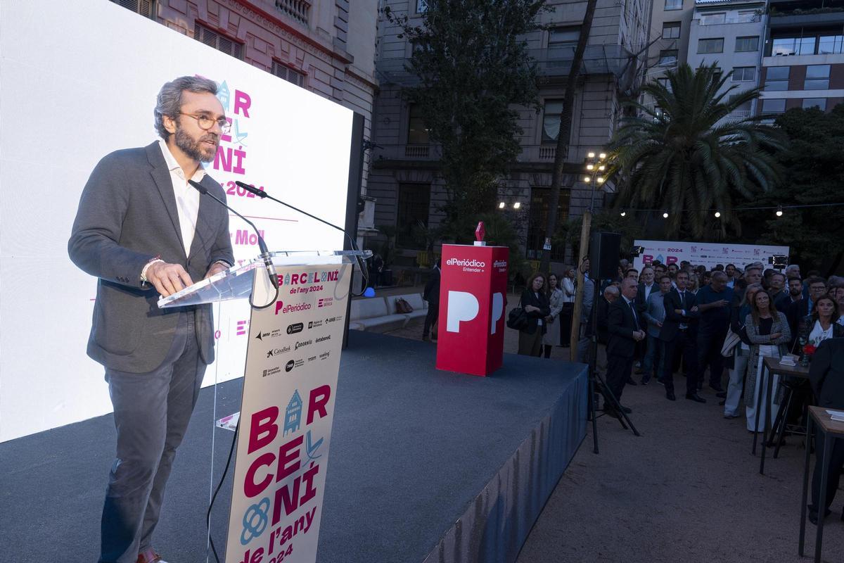 Aitor Moll, CEO de Prensa Ibérica, durante su intervención en la entrega del premio al Barceloní de lAny 2024.