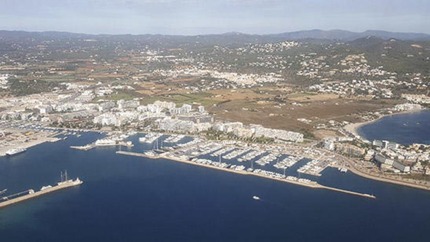 Vista aérea de la zona de Eivissa donde el metro cuadrado es más caro.