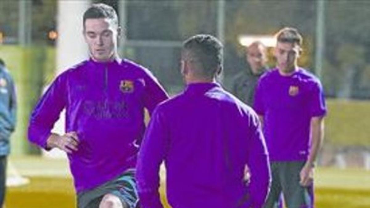 Vermaelen, ayer en el entrenamiento del Barça.