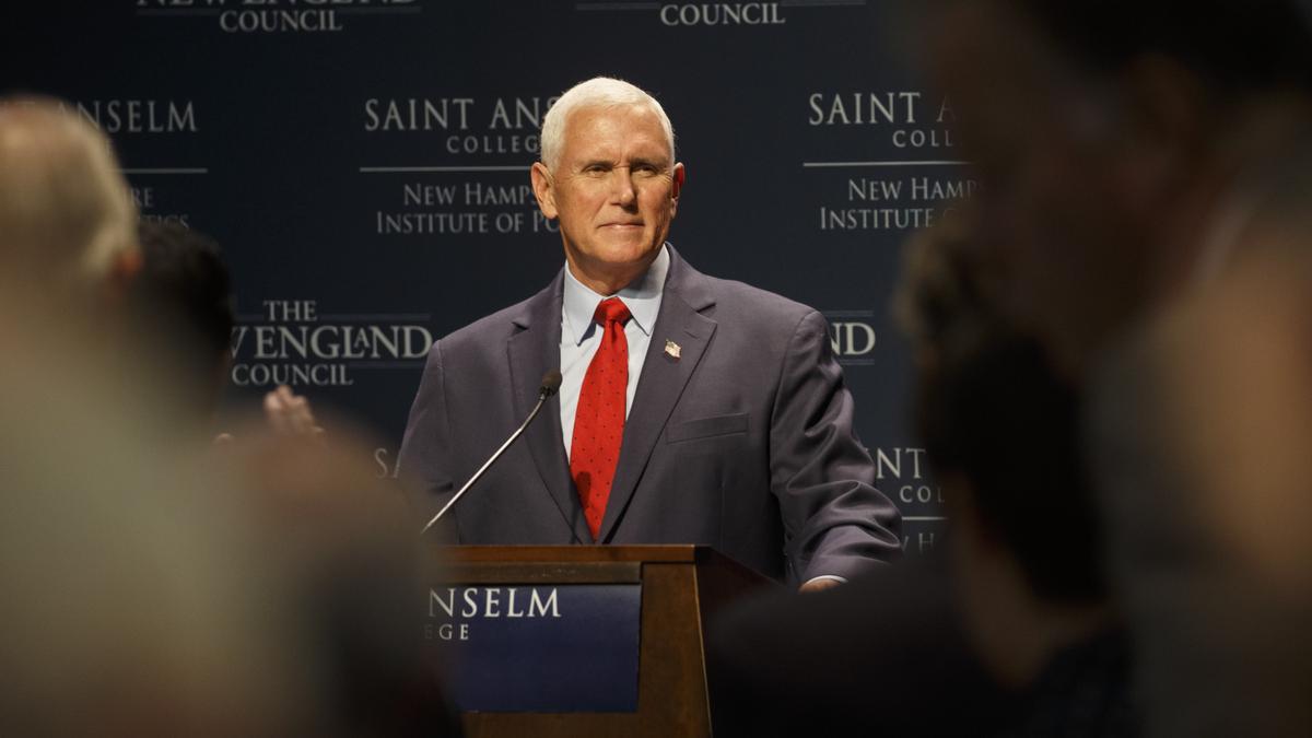Former US Vice President Mike Pence visits New Hampshire