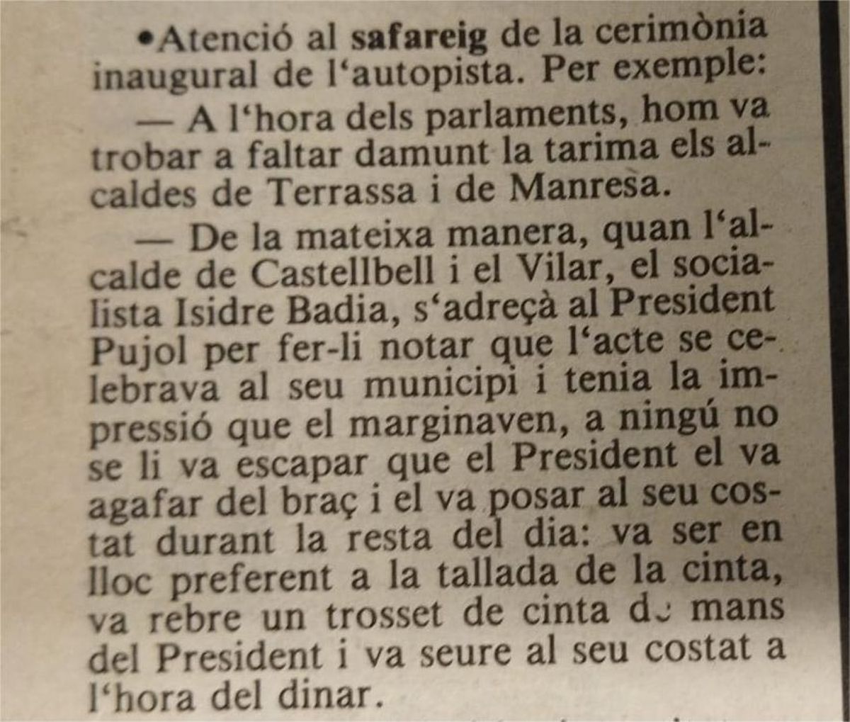 L'espisodi de fa 36 anys, recollit per l'edició de Regió7