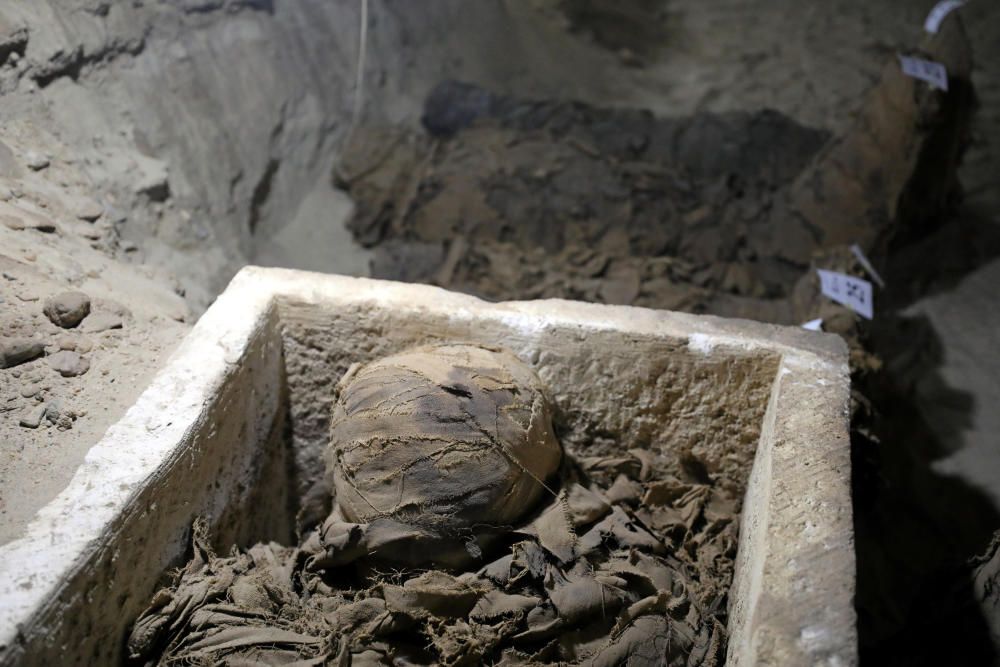 Un equipo de arqueólogos de la Universidad de El Cairo ha descubierto una cámara funeraria que contiene 17 momias y varios sarcófagos del Periodo Tardío (del s. VII al IV a.C.) en la provincia de Minia, en el valle del Nilo.