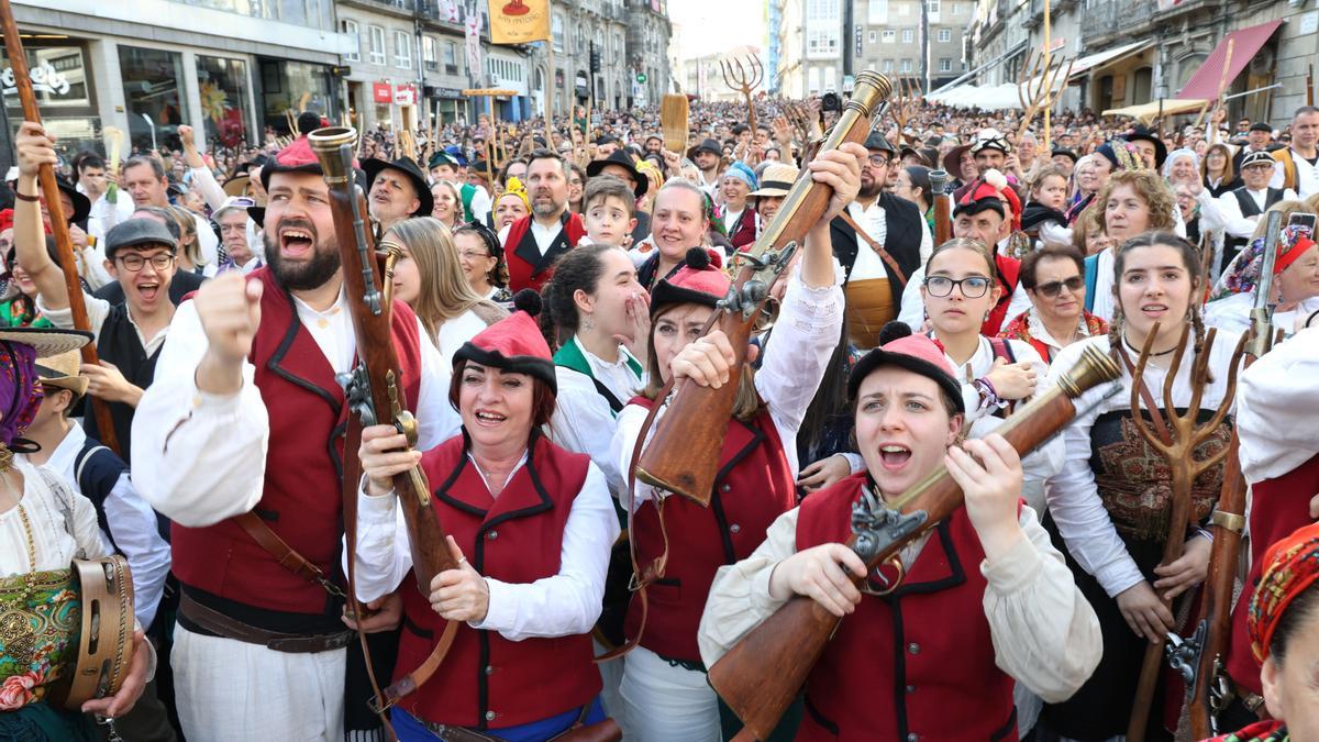La fiesta de la Reconquista de Vigo, durante su representación de este año en Porta do Sol