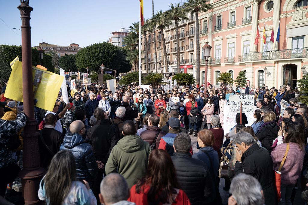 Concentración sin mascarilla en Murcia contra las restricciones covid