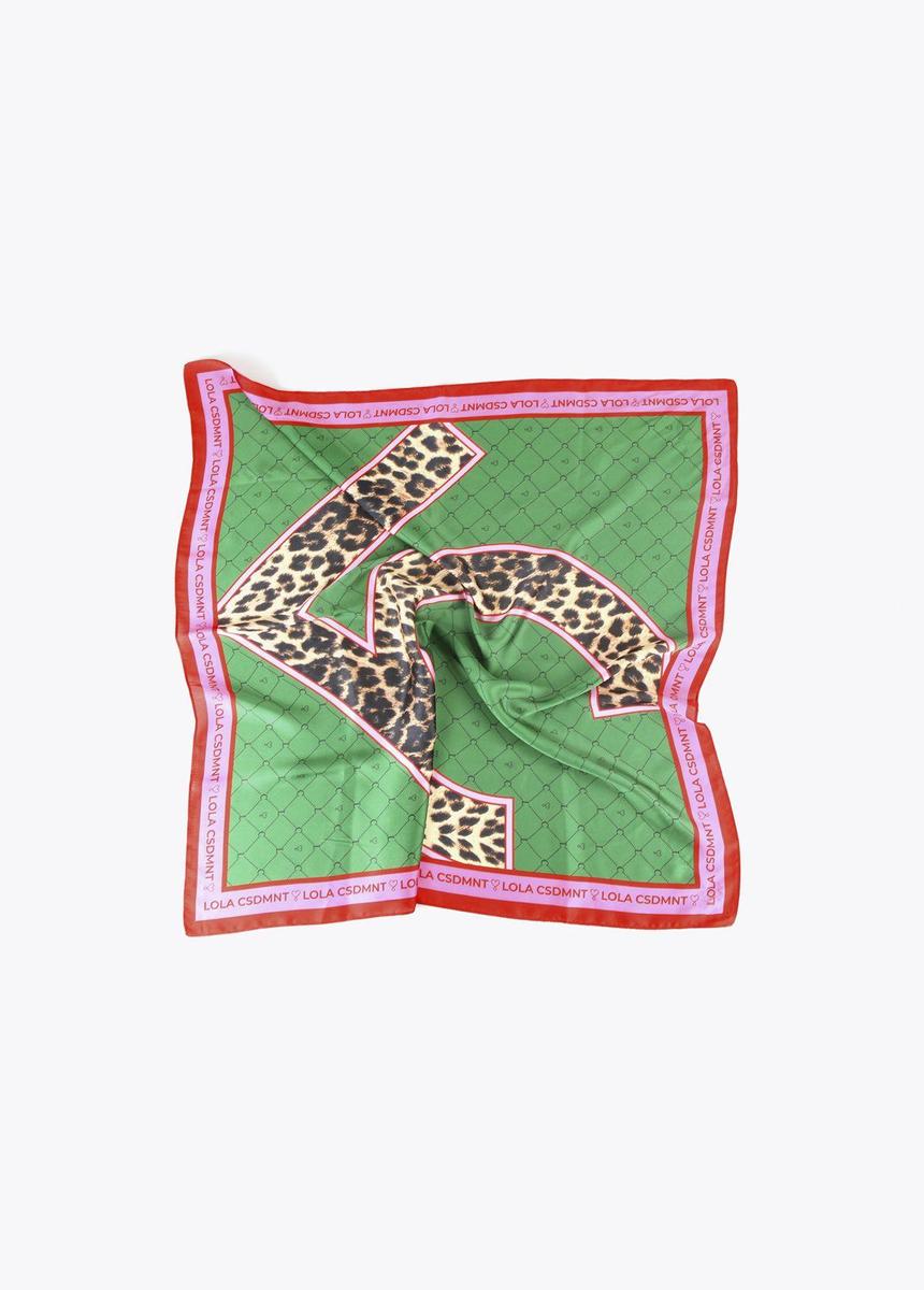 Pañuelo maxi con logo y leopardo