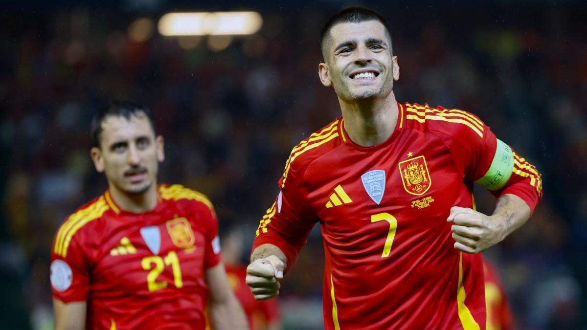 Álvaro Morata y Oyarzabal con la Selección Española