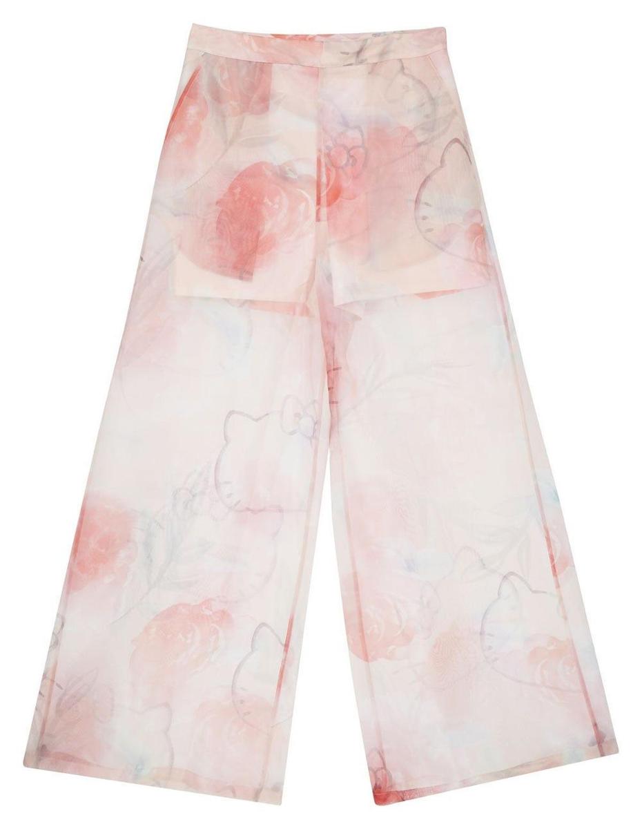 Pantalón rosa con transparencias y estampado de ASOS x Hello Kitty. (Precio: 70,99 euros)