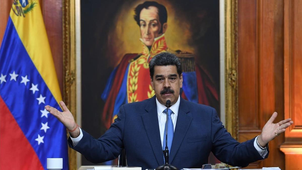 El presidente de Venezuela Nicolás Maduro, durante la rueda de prensa que ha ofrecido el 14 de febrero del 2020 en Caracas