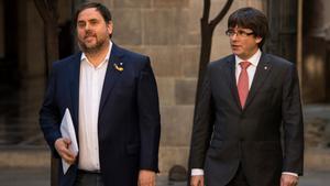 Oriol Junqueras y Carles Pugdemont en la Generalitat.