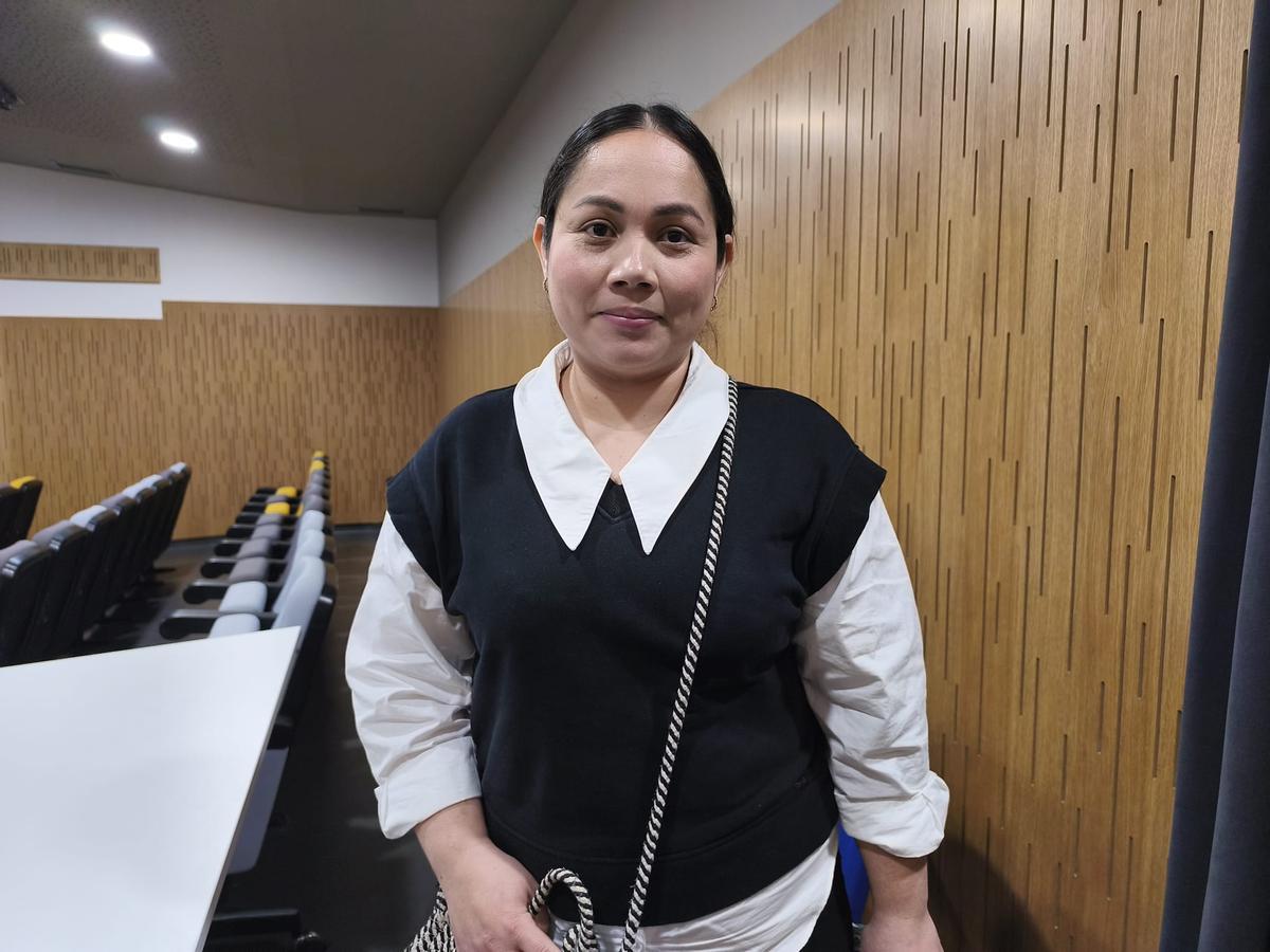 Joana Vallejo, a la salida del auditorio de O Burgo.