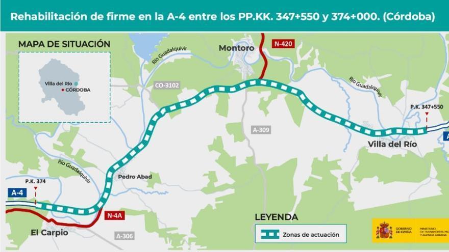 Transportes destina 23 millones al firme de la A-4 entre El Carpio y Villa del Río