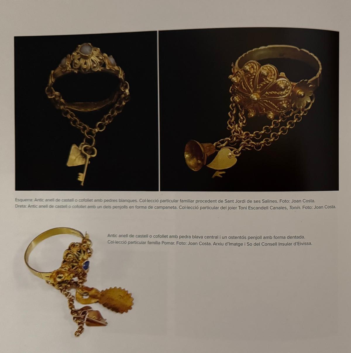 Ejemplos de anillos ibicencos en el libro 'Joies d'Eivissa. Història, tradició i identitat'.