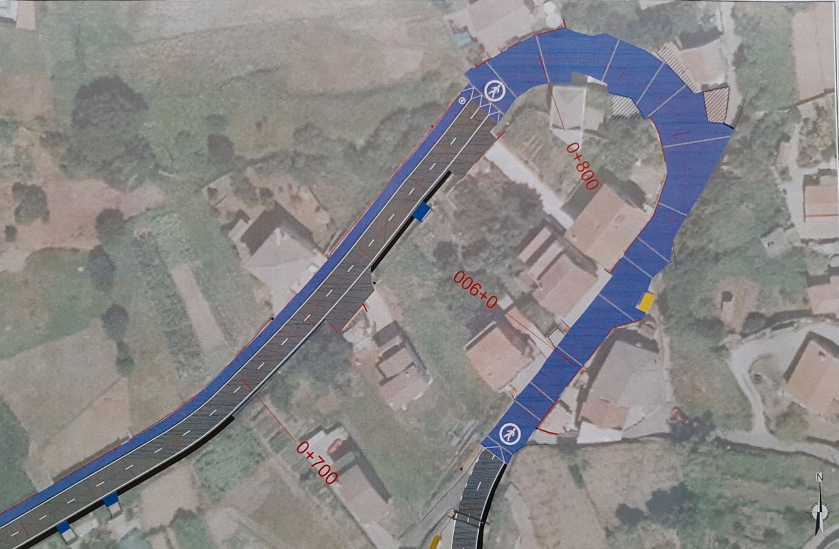 Un plano de la zona de coexistencia proyectada en el vial de Meiro.