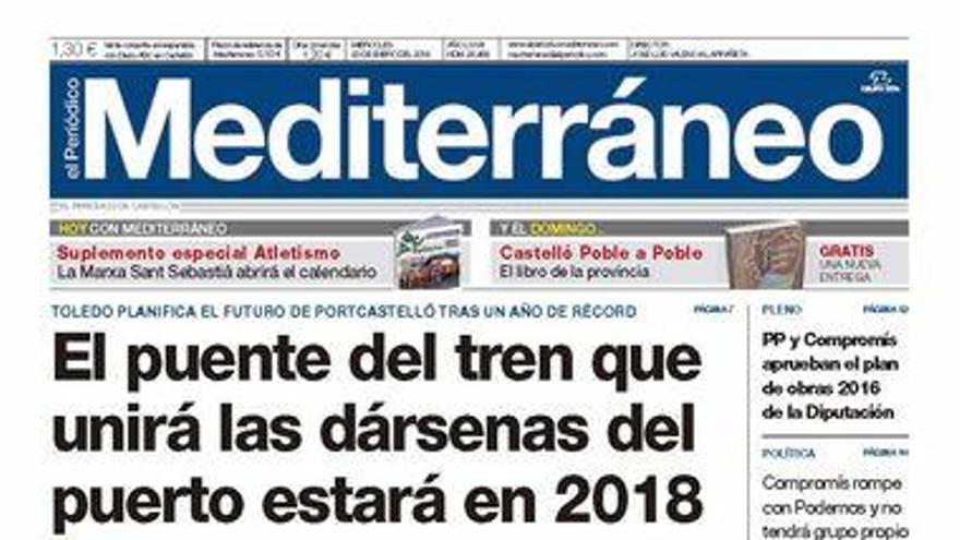 PortCastelló estrenará en el 2018 su tren que conecta la dársena sur, hoy en la portada de Mediterráneo