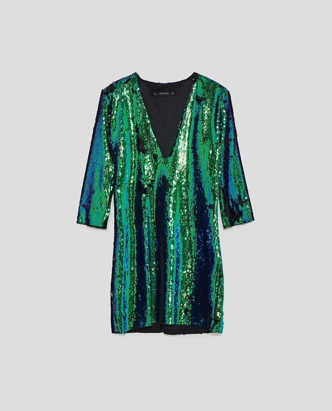 Colección de fiesta de Zara: vestido corto de lentejuelas