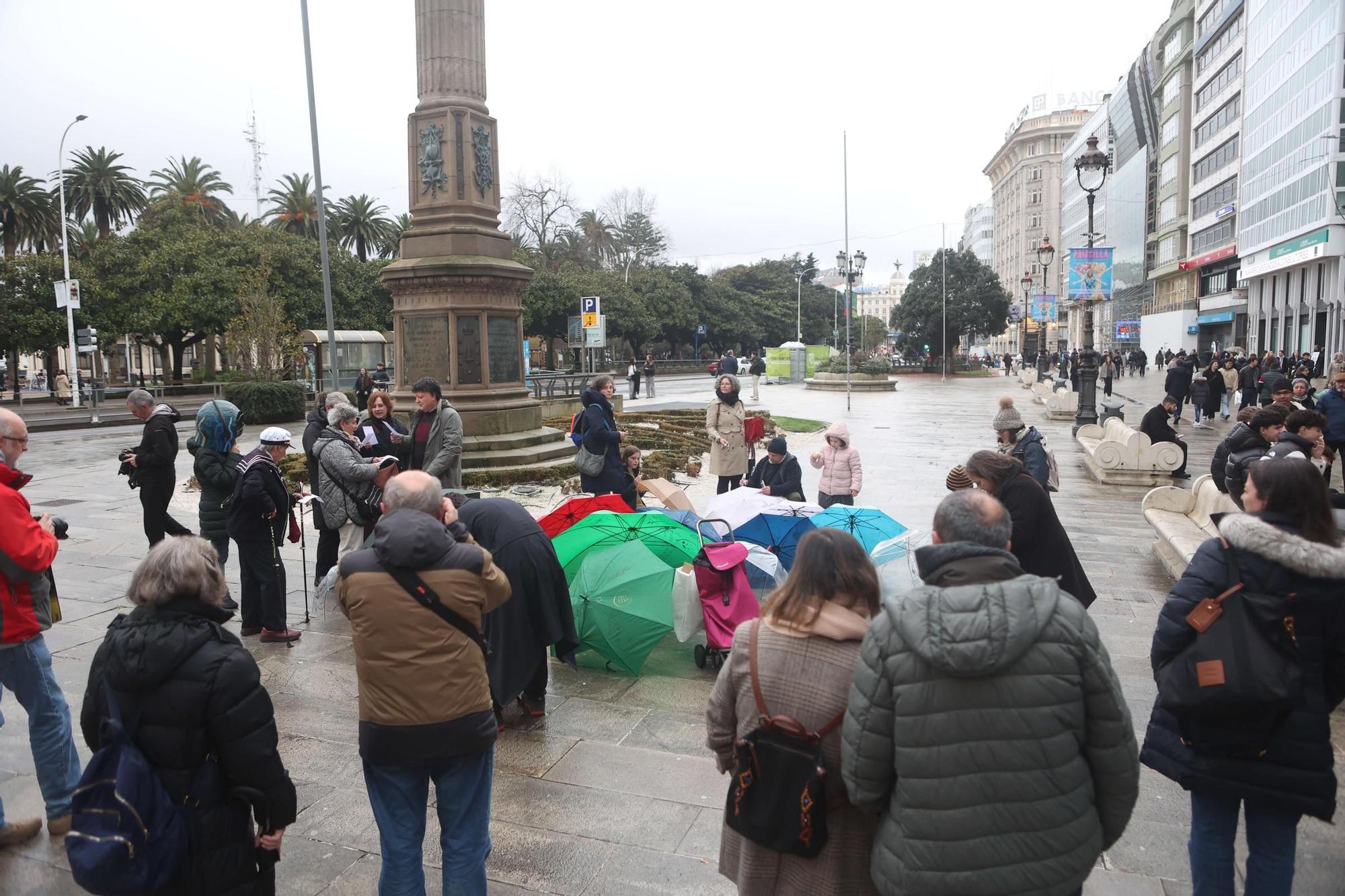 Pintada de paraguas en honor a Urbano Lugrís
