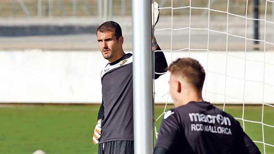 Cabrero y Timon, durante el entrenamiento de ayer.