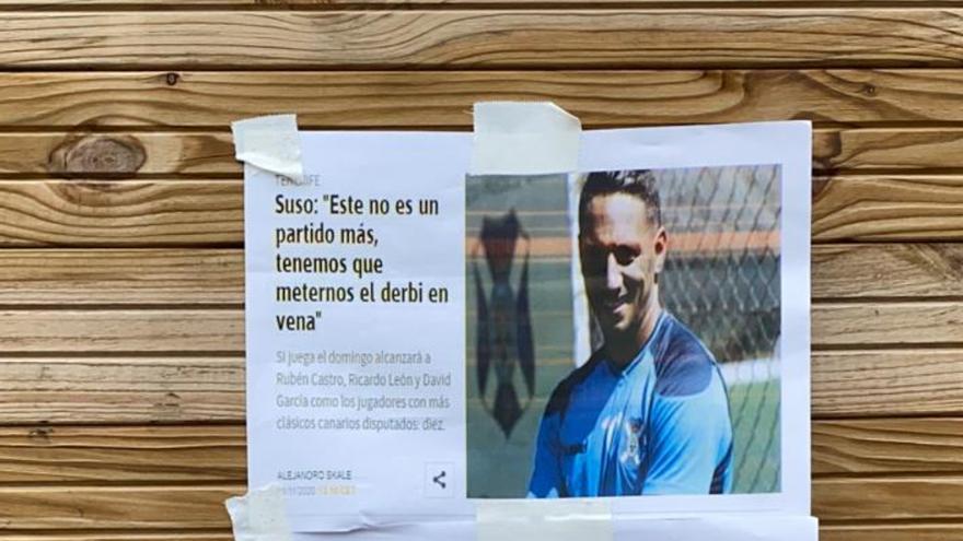 La UD se motivó pegando decenas de carteles en Barranco Seco con declaraciones del capitán tinerfeño