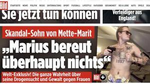 Marius Borg, desatado en una juerga a finales del año pasado, foto de portada del diario alemán Bild.