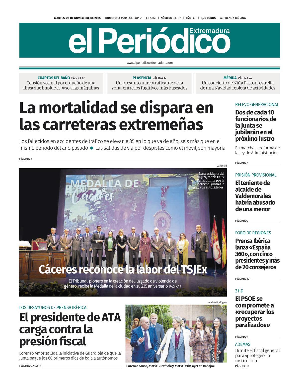 Consulta la portada correspondiente al día 25 de noviembre de 2025