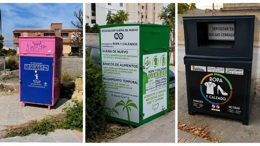 Tres tipos de contenedores de ropa usada en Mutxamel... y ninguno vale