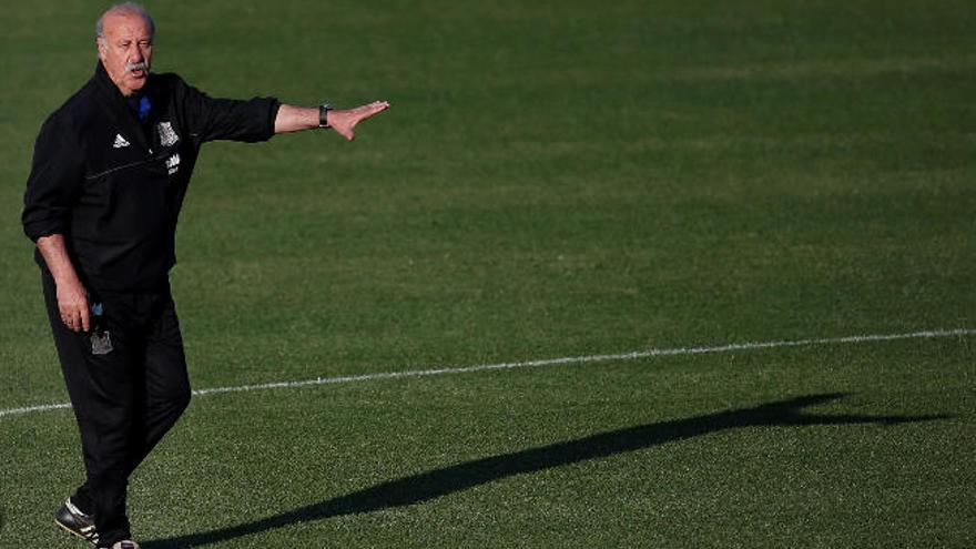 Del Bosque, ayer, durante la sesión de trabajo en Las Rozas.