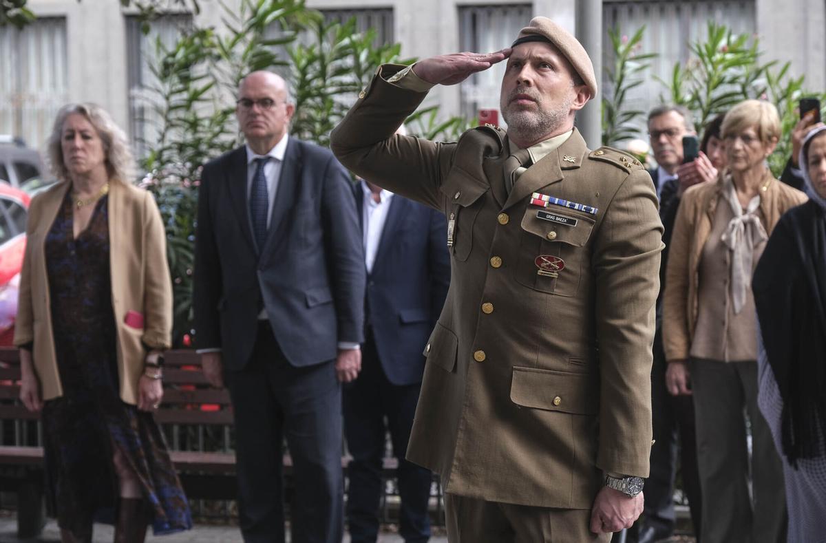 El capitán honorífico Agustín Gras Baeza, en el acto del 11M por las víctimas del terrorismo en Gran Canaria.