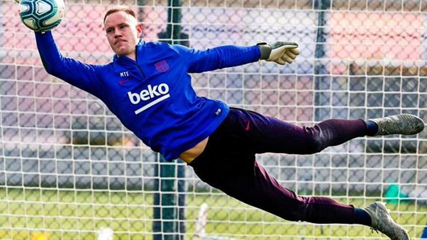 Ter Stegen fent una aturada abans del confinament.