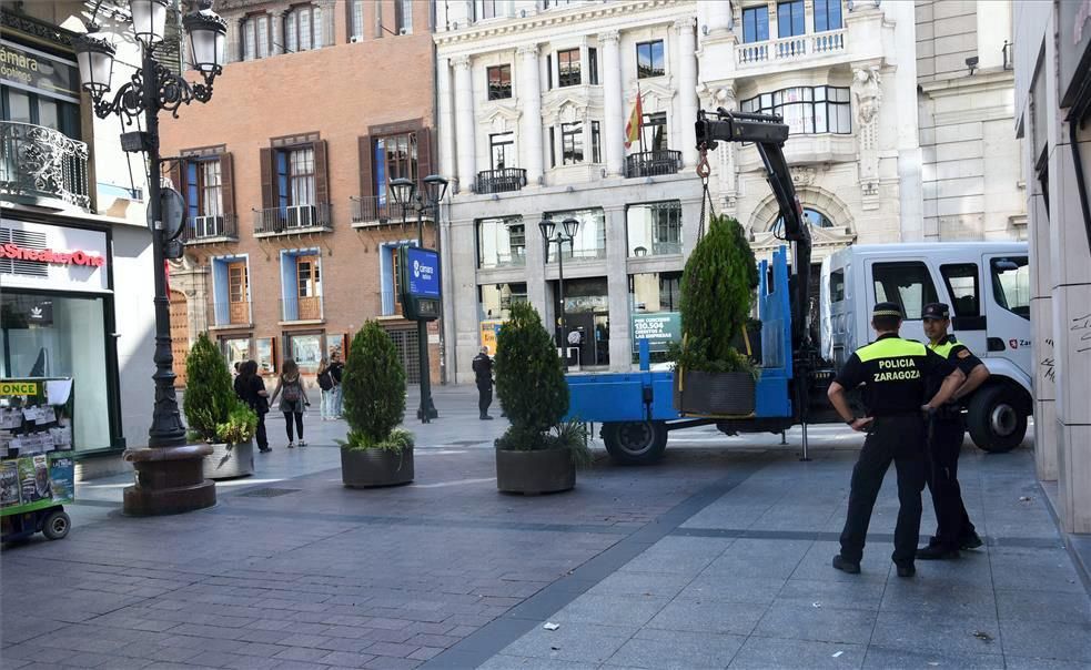 Colocación de maceteros y bolardos en calle Alfonso