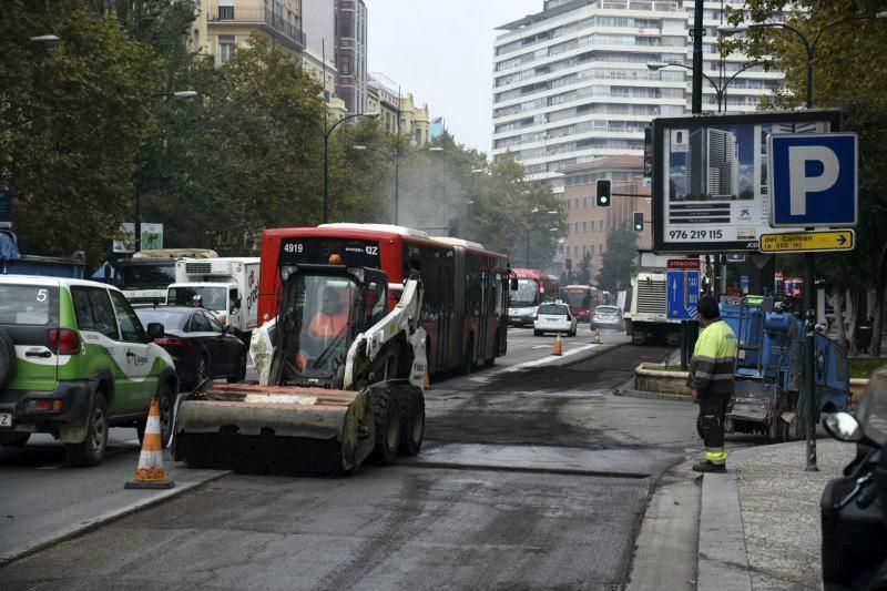 Atascos en el paseo Pamplona de Zaragoza