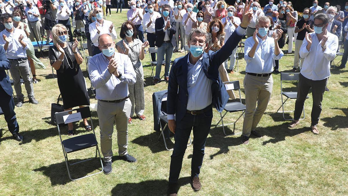 Feijóo, en la reunión de su Junta Directiva al día siguiente de ganar las elecciones de 2020