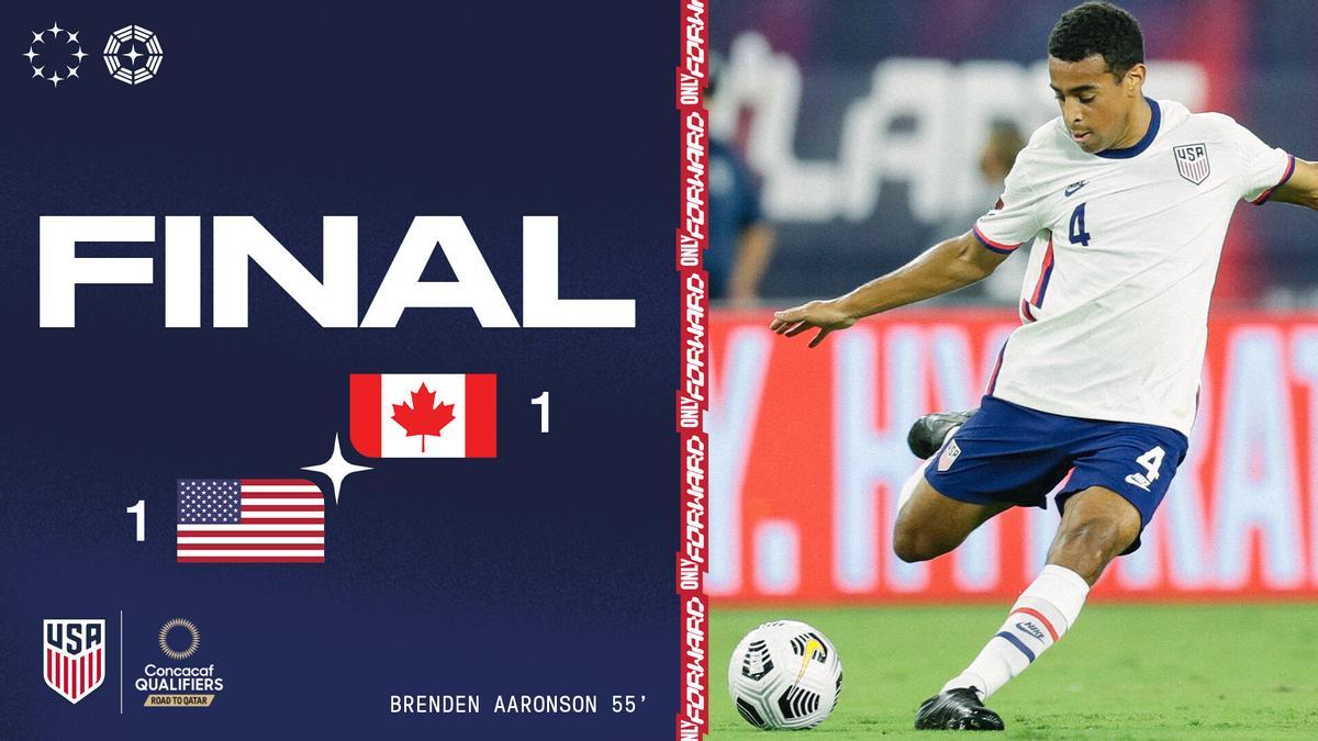 Estados Unidos empata 1-1 con Canadá