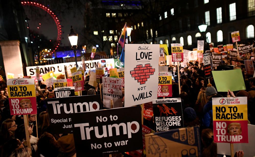 Protestas en Londres contra el veto de Trump